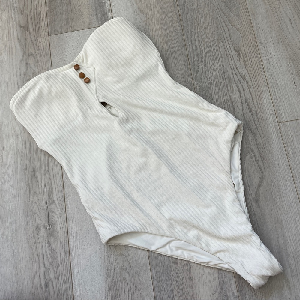 Onia Strapless Swimsuit edith ribbed one piece womens White (medium) vacation